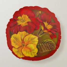 För gultgrönt för Primrose röd dekorativ kudde