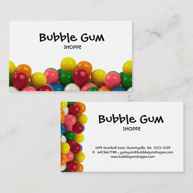 För Gumballs för bubbelgum färgrik bakgrund vit Visitkort (Fram/baksida)