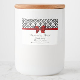 För H-mat för vintage svart vit damastast röd Mat Etiketter