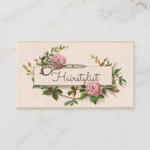 för hairstylisthår för vintage rosa rosa blommi visitkort