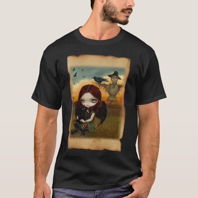 För halloween för fågelskrämma den gotiska tee shirt (Framsida)