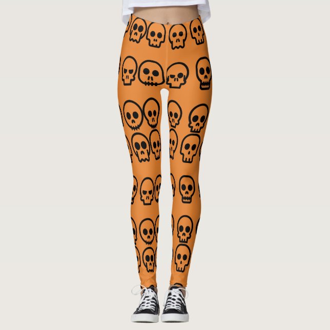För Halloween orange mönster lite döskallarpumpa Leggings (Framsida)