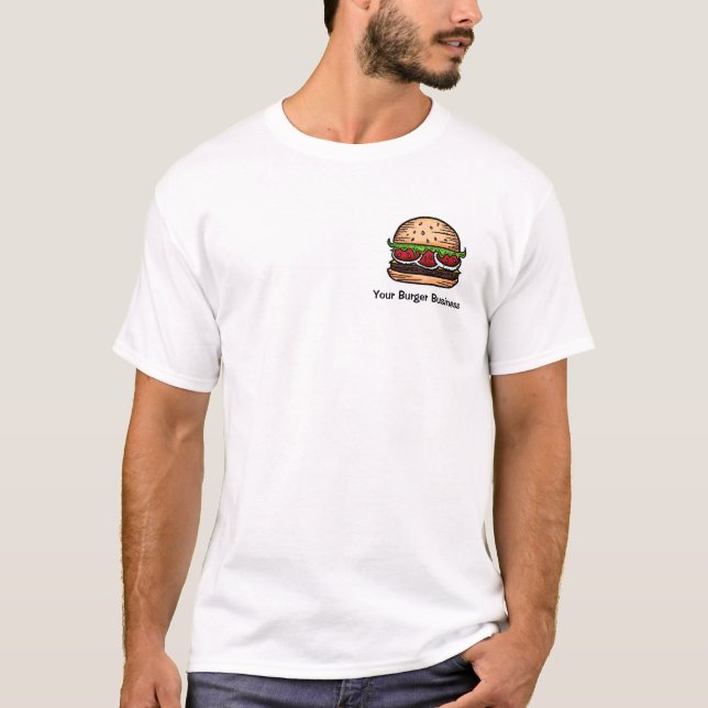 För hamburgareaffär för anpassade stor tee shirt (Framsida)