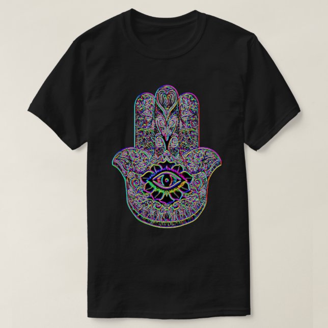 För Hamsa för Psychedelic regnbåge utslagsplats Tee (Design framsida)