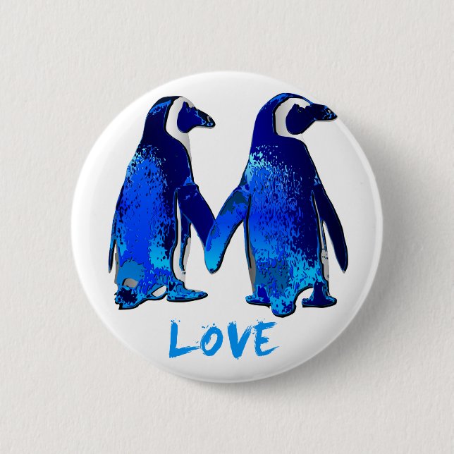 För händerkärlek för pingvin hållande design knapp (Framsida)