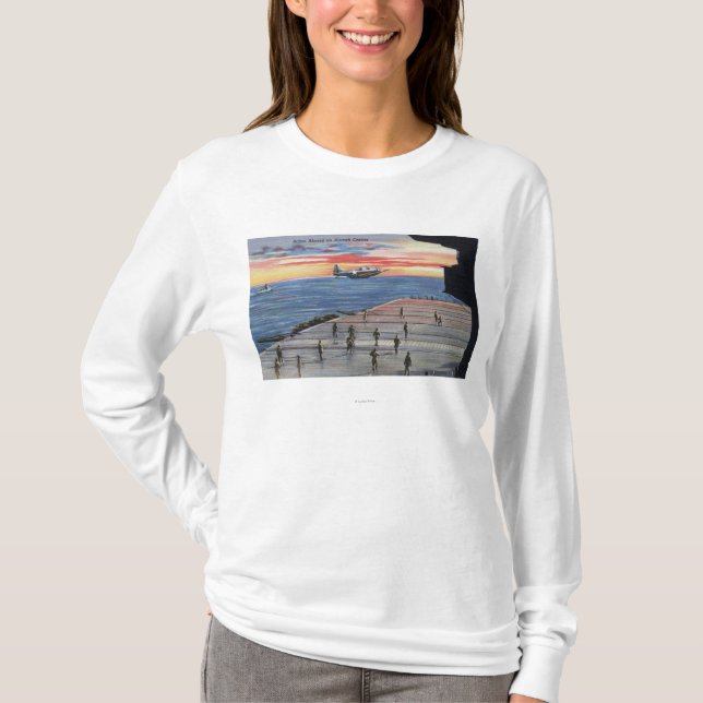 För handling hangarfartyg ombord - US-marin T Shirt (Framsida)