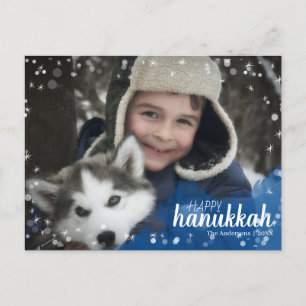 För Hanukkah för blåttvattenfärgSnowfall foto Helg Vykort