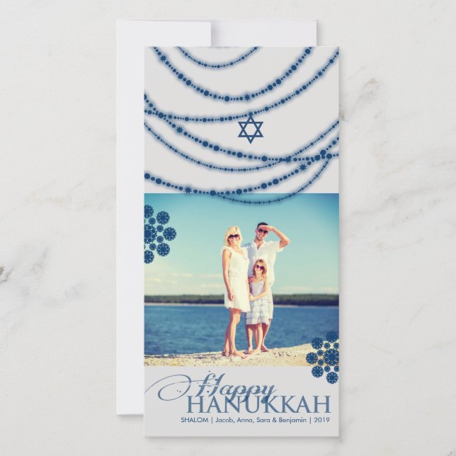 För Hanukkah för helgdagblåttSparkles bil för foto Julkort (Framsida)