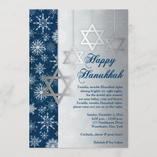 För Hanukkah för snöflingor för blåttsilvervit Inbjudningar