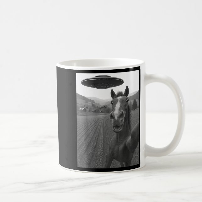 För Häst Selfie Alien Ufo Kaffemugg (Höger)
