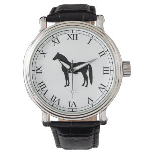 För hästSilhouette för svart hingst elegant Armbandsur
