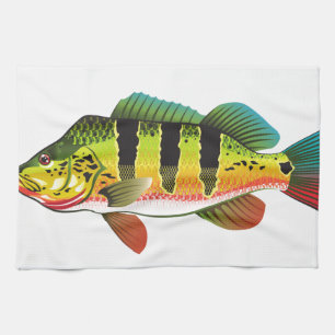 För havGamefish för påfågel bas- ljus illustra Kökshandduk