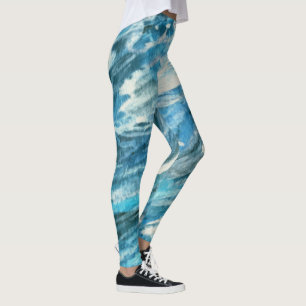 För havskonst för blått turbulent damasker leggings