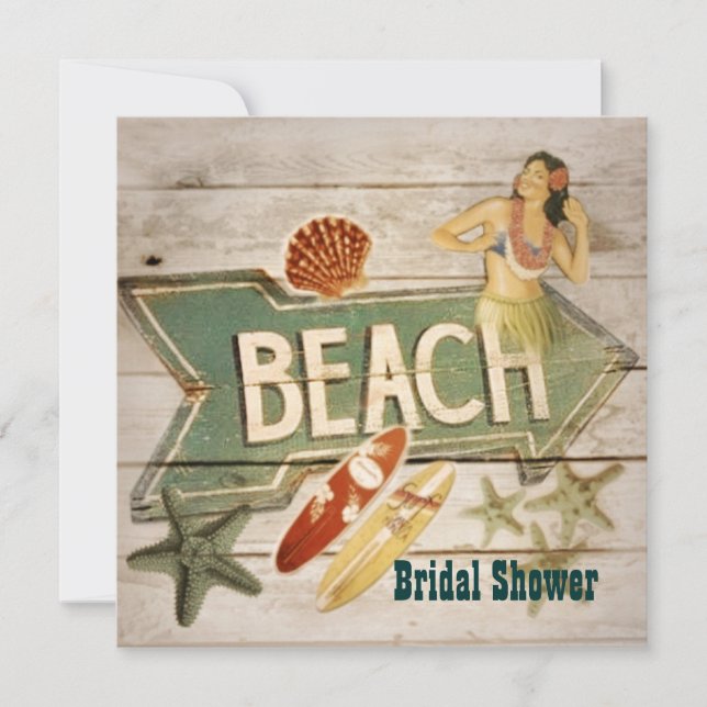 För hawaii för surfareAloha Hula flicka möhippa Inbjudningar (Framsida)