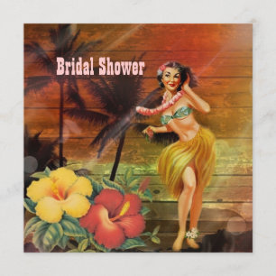 för hawaii för vintagealoha hulaflicka möhippa inbjudningar