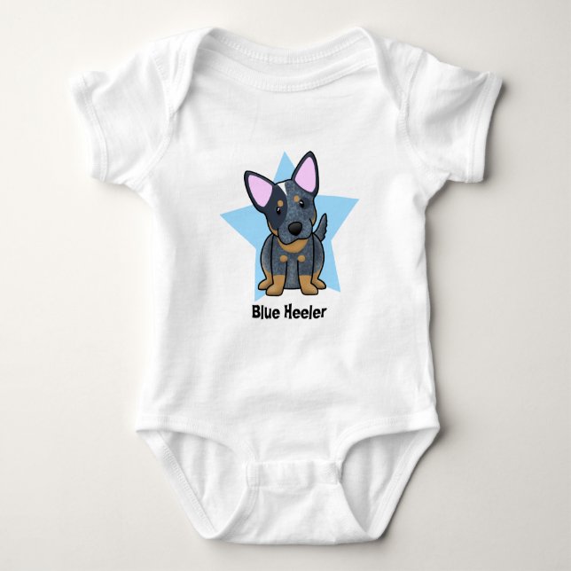 För Heeler för Kawaii stjärnablått ranka baby T Shirt (Framsida)