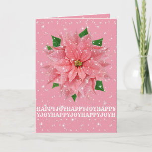 För helgdagjul för rosa julstjärna beställnings- kort