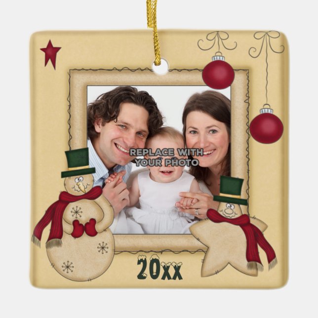 För helgdagjulafton för personlig lycklig prydnad julgransprydnad keramik (Framsida)