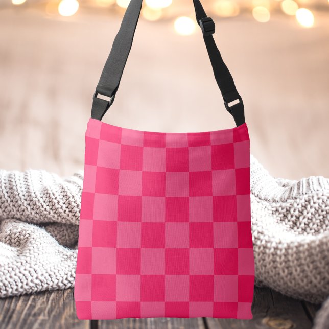 För Henne Enkel Unik Rosa Rutig Kontroll Chic Axelväska (Skapare uppladdad)