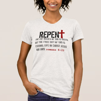 för HENNE (vuxen): Romans6:23 + Agerar 4:12 T Shirt
