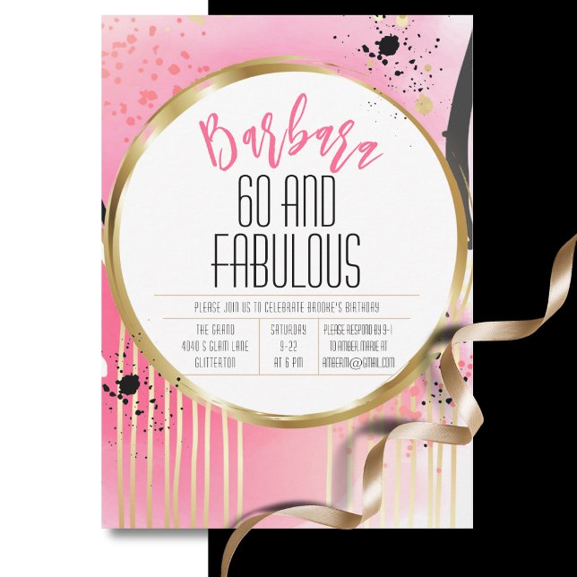 För hennes 60- och Fabulous Birthday-Abstrakt Inbjudningar (Skapare uppladdad)