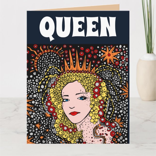 FÖR HENNES BIRTHDAY QUEEN SÖT DAM ART CARDS TACK KORT (Framsida)
