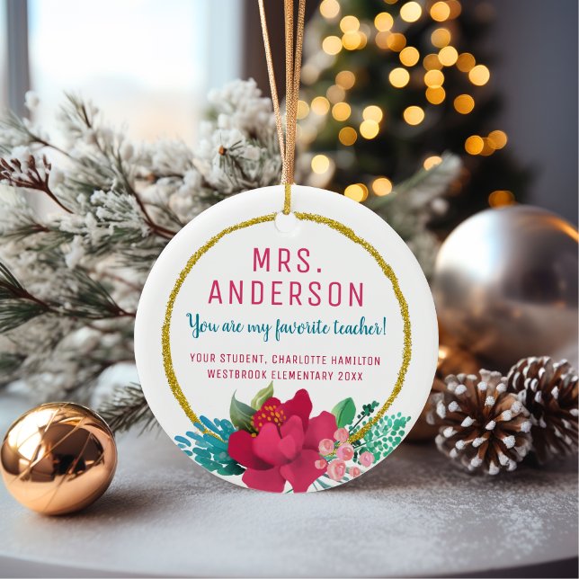 För hennes favoritlärare, julgåva julgransprydnad keramik (Skapare uppladdad)