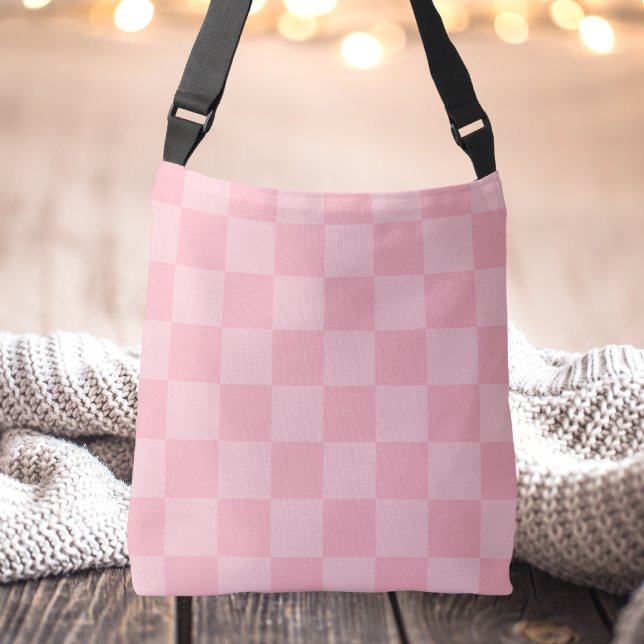 För hennes moderna rosa rutiga enkla unika axelväska (Skapare uppladdad)