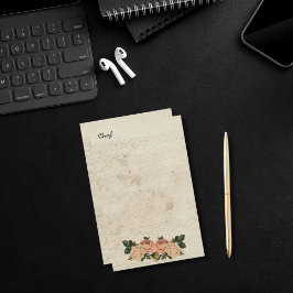 För hennes Rustiska Blommigt Brevpapper