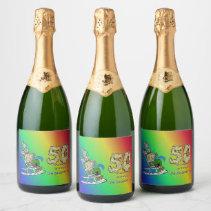 För HER 50-årsjubileum: Regnbåge Champagnetiket