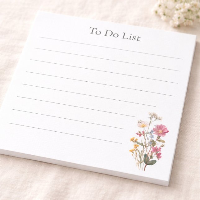 For Her Personalized Wildflower To-Do List Anteckningsblock (Skapare uppladdad)