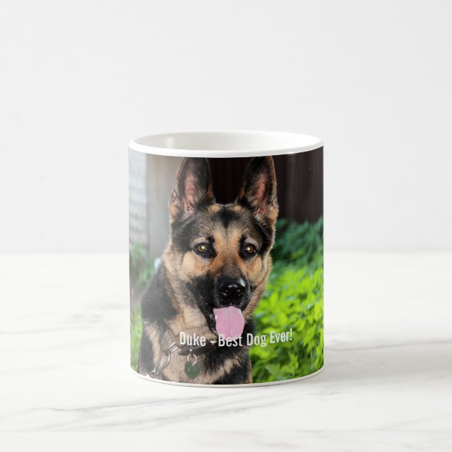För herdehund för personlig tyskt foto, hundnamn kaffemugg (Center)