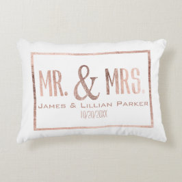 För herrskapMonogram för Faux rosa guld- bröllop Prydnadskudde