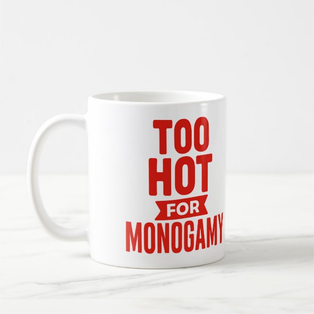 För Hett för Monogamy Mugg, Polyamory Pride Kaffemugg (Vänster)