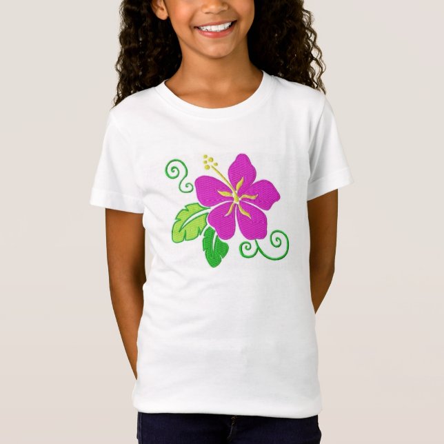 För hibiskusblomma för flickor hawaiansk T-tröja T-shirt (Framsida)