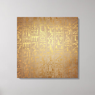 För Hieroglyphicspapper för vintage guld- Canvastryck