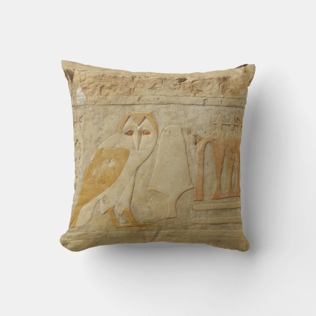 För hieroglyphuggla för forntida egypten egyptisk kudde (Framsida)