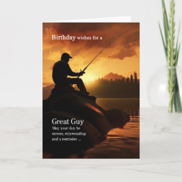 for Him on his Birthday Fishing Fisherman Sunrise  Kort