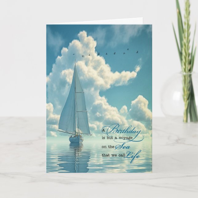 for Him Sailing Nautical Theme Masculine Birthday Kort (Framsida)