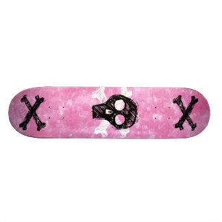För himmelskateboard för svart skalle rosa däck skateboard bräda 19,5 cm