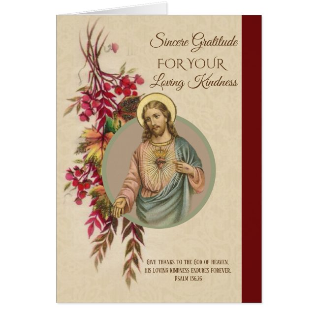För hjärtaJesus för tack sakrala blommor höst Hälsningskort (Framsidan)