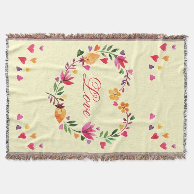 För hjärtakran för vattenfärg blom- kärlek mysfilt (Framsidan)