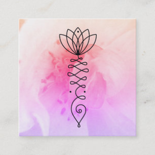 För hjärtalotusblomma för *~* rosa massage Reiki Fyrkantigt Visitkort