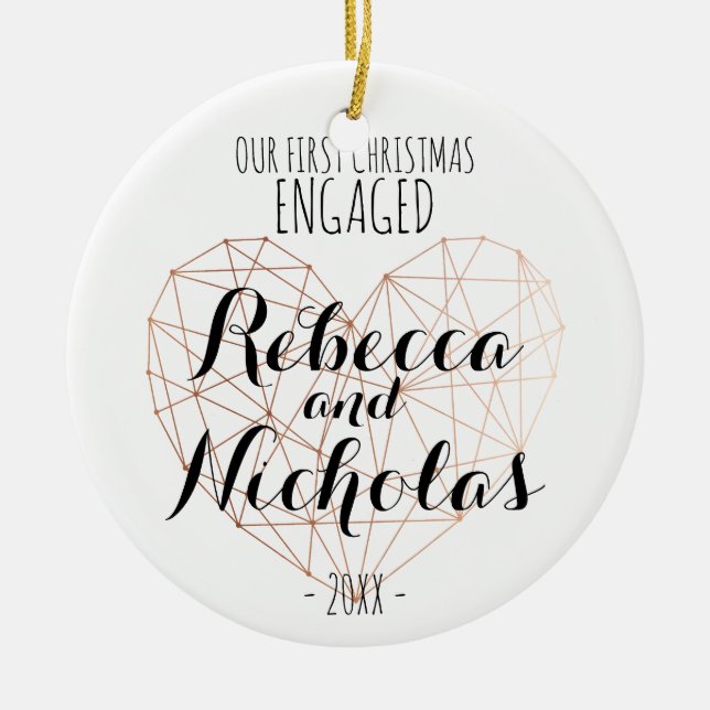 För hjärtaro för första jul geometrisk prydnad julgransprydnad keramik (Framsidan)