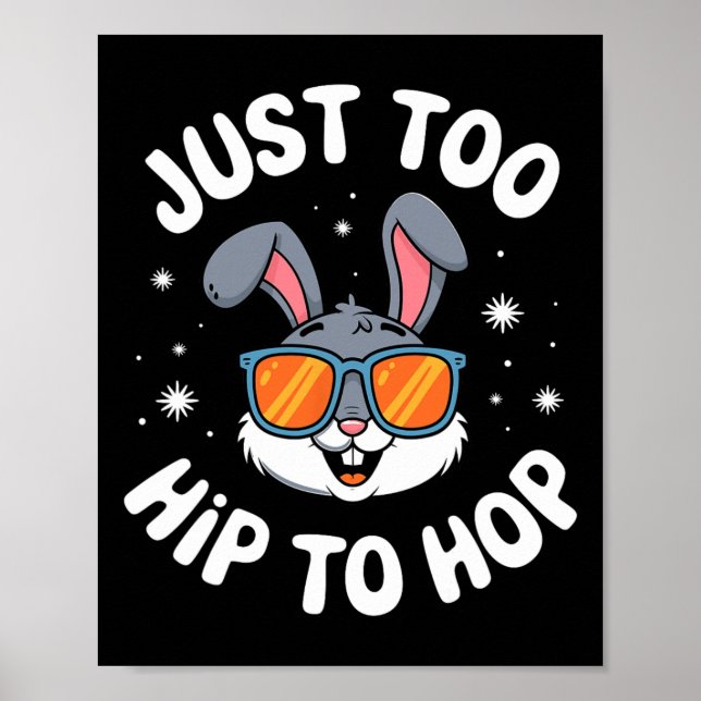 För högt till Skutt Coola Bunny Påsk Kids-underklä Poster (Framsidan)