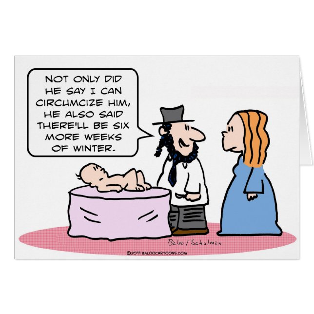 för hogveckor för circumcison bris mald mohel för hälsningskort (Framsidan Horizontal)