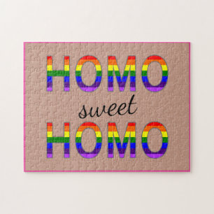 För Homoutmaning för rolig glad Homo söt gräns Pussel