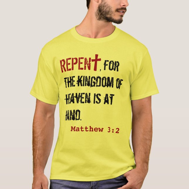 för HONOM (vuxen): Matthew 3:2 + Agerar 3:19 T-shirt (Framsida)