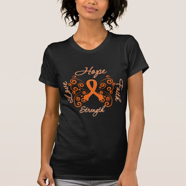 För hoppMotto för åtskillig Sclerosis fjäril T-shirt (Framsida)