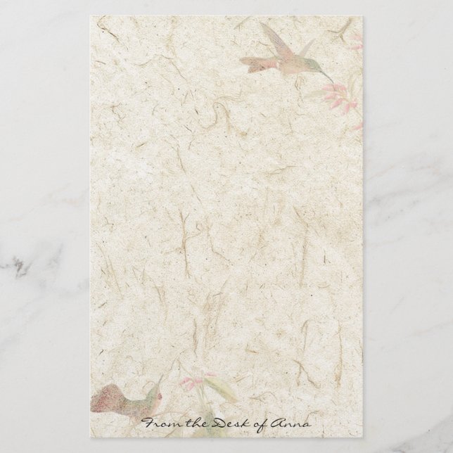 För Hummingbirdfåglar för Faux handgjort pappert Brevpapper (Framsida)